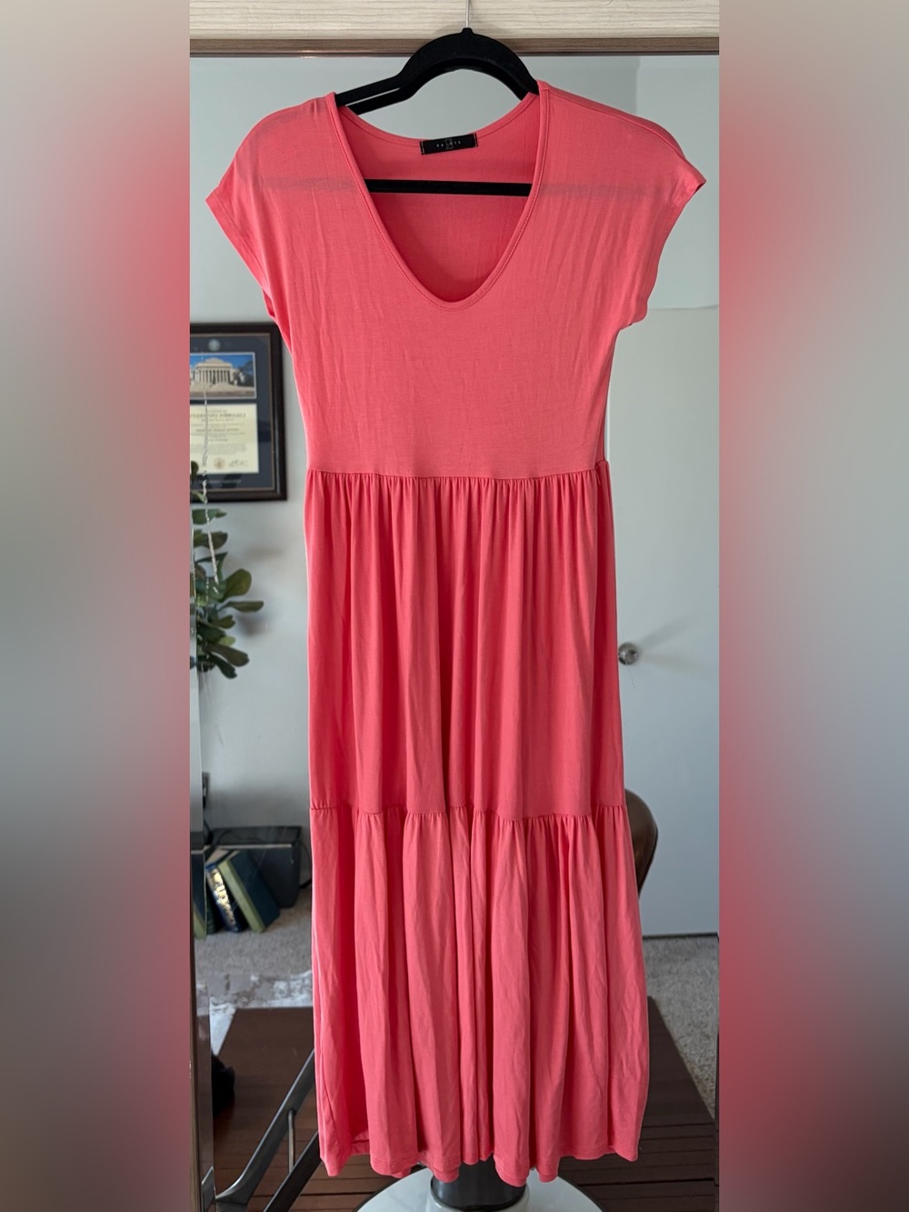 Sanctuary Summer Tiered Dress Coral Pink Church Dress size Extra Small